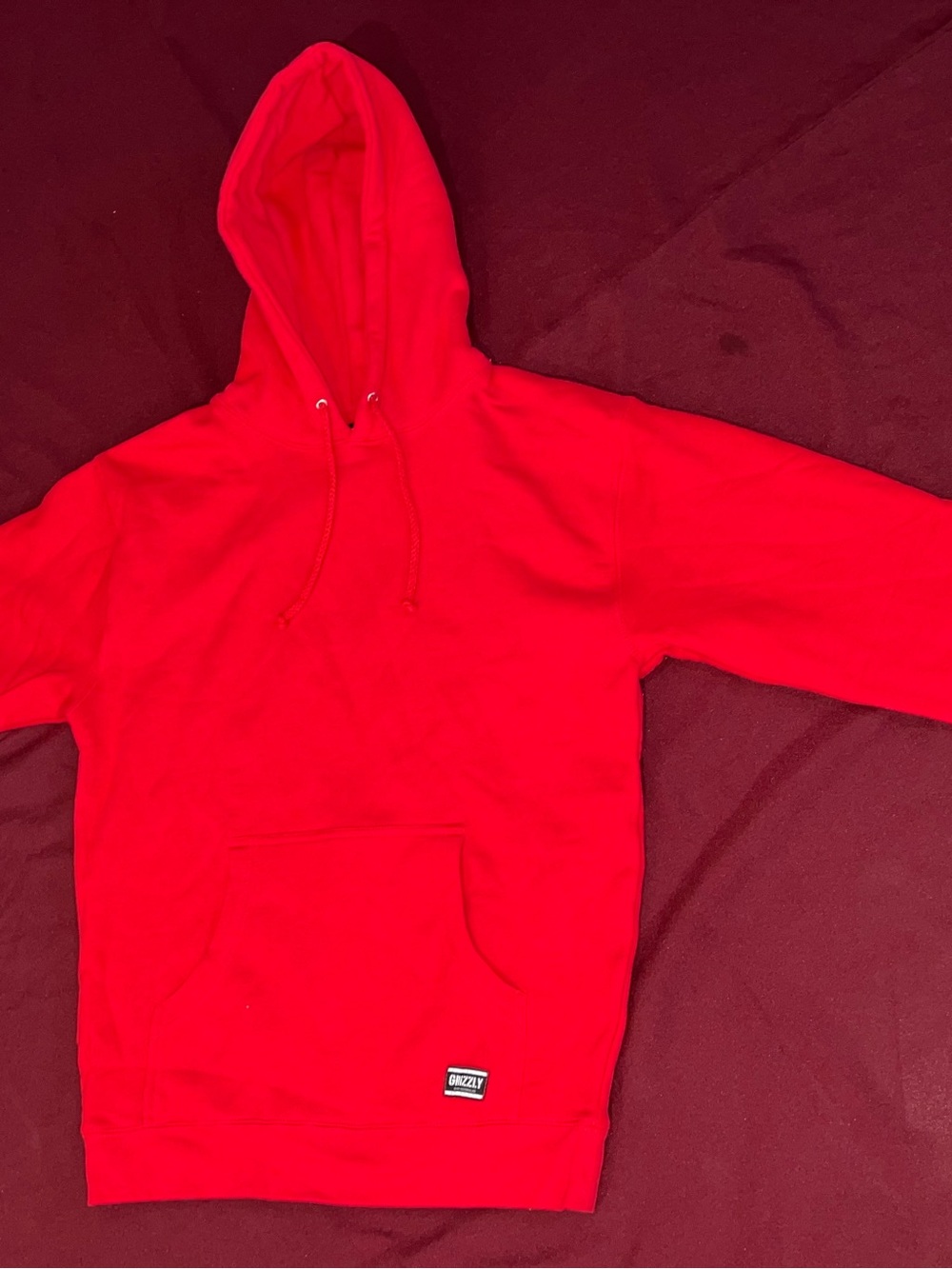 GRIZZLY Men's Red Pullover Hoodie Size Medium